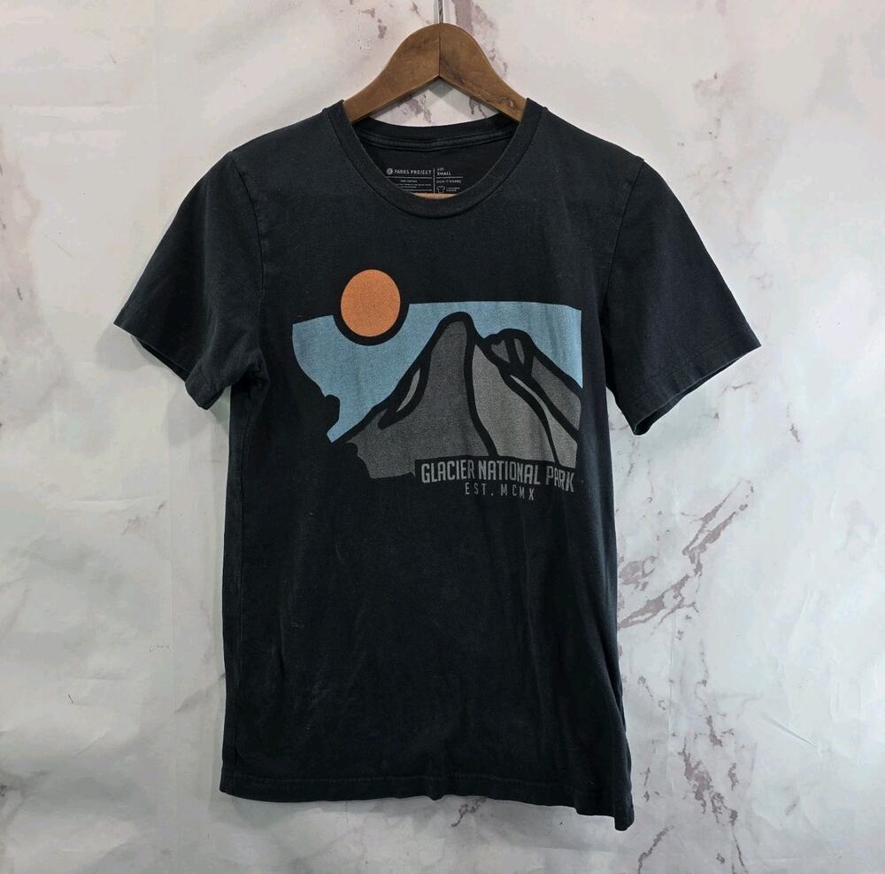 Glacier National Park T Shirt Womens Small Black Sleeve Crew Tee Parks Project